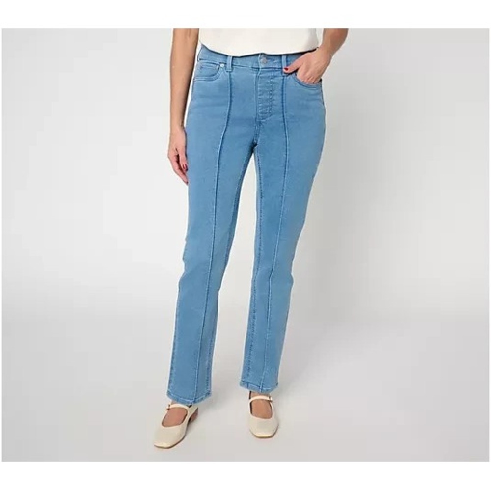 Denim & Co. Regular Comfy Knit Straight Leg Pintuck Pants True Medium 14